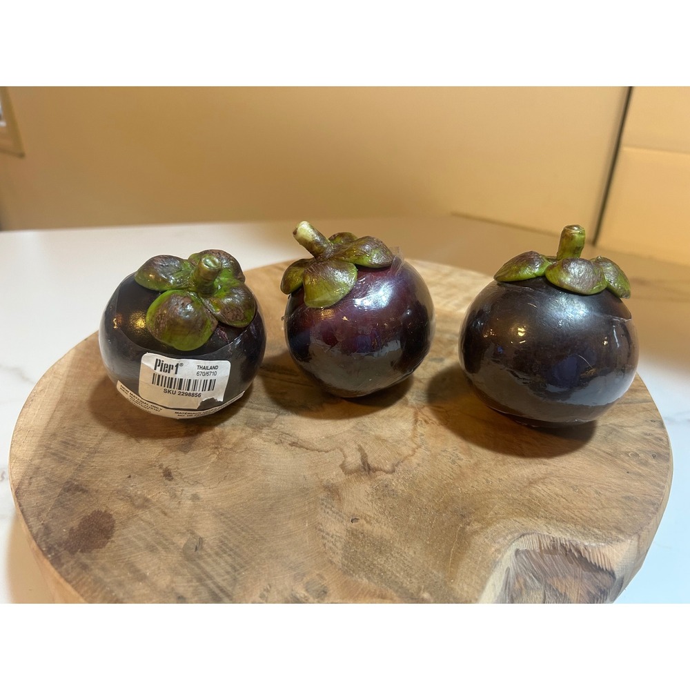 Pier 1 Artificial Mangosteen Fruit Set 3 Purple Decorative Bowl Fillers 2298856